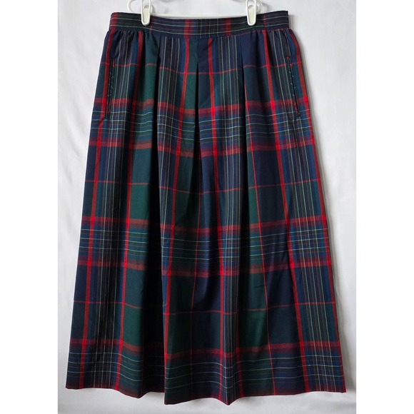 Pendleton Dresses & Skirts - Vintage Pendleton Wool Plaid Midi Skirt Navy Green Red Size 16 Made in USA